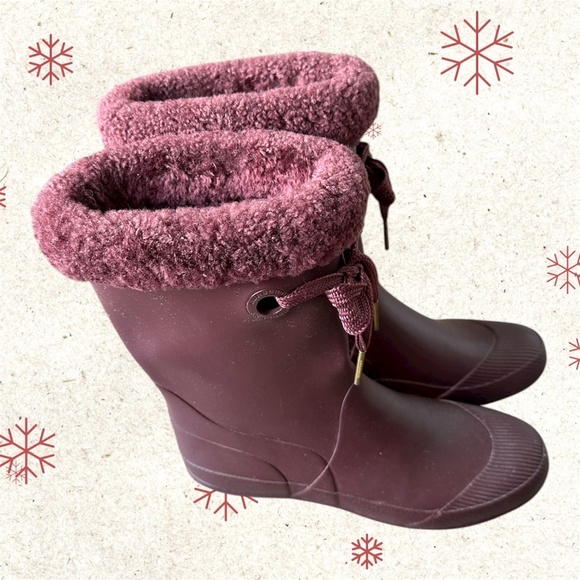 Burberry Burgundy Fur-Lined Boots - Picture 1 of 12